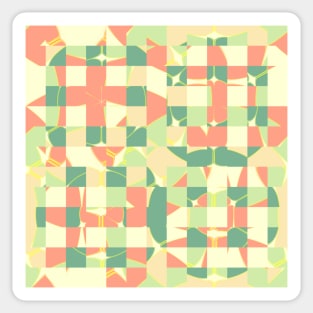 Checkered green and salmon Sticker